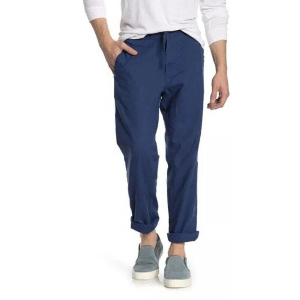 New! Onia Deep Navy Men's Collin Drawstring Linen Pants Size Medium 51178